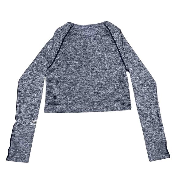 PINK Victoria’s Secret Active Long Sleeve Heather Blue Crop Top Size XL - Picture 2 of 7